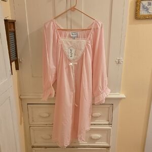 NWT Saybury pink cotton nightgown with white lace Sz 2X